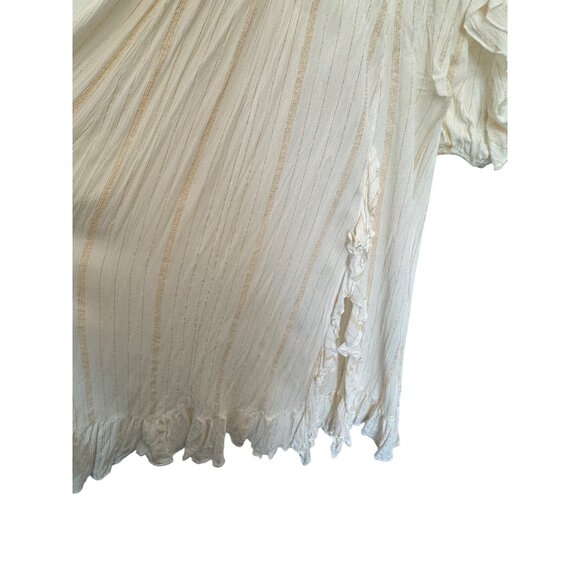 Guess Boho Maxi Dress Women Medium White Ruffle Sleeves Striped Made In India - Picture 7 of 8